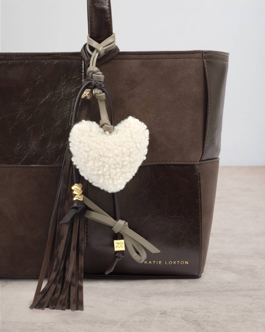 Borg Heart Bag Charm Silver / Cocoa