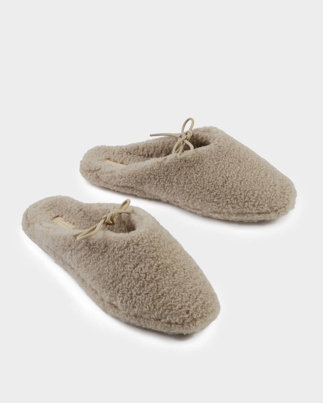 Gift Boxed Borg Slippers - Taupe Large (7-8)