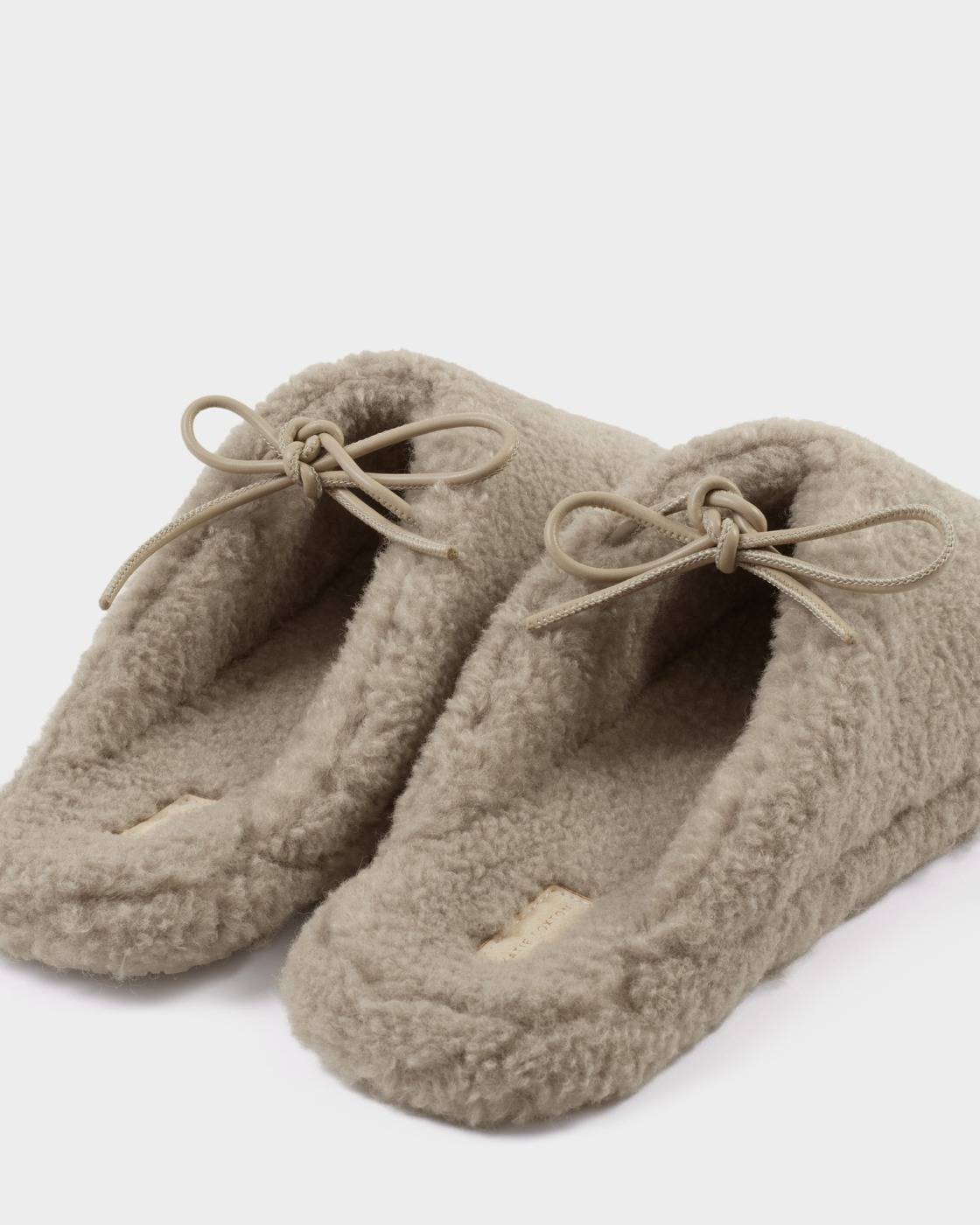 Gift Boxed Borg Slippers - Taupe Large (7-8)