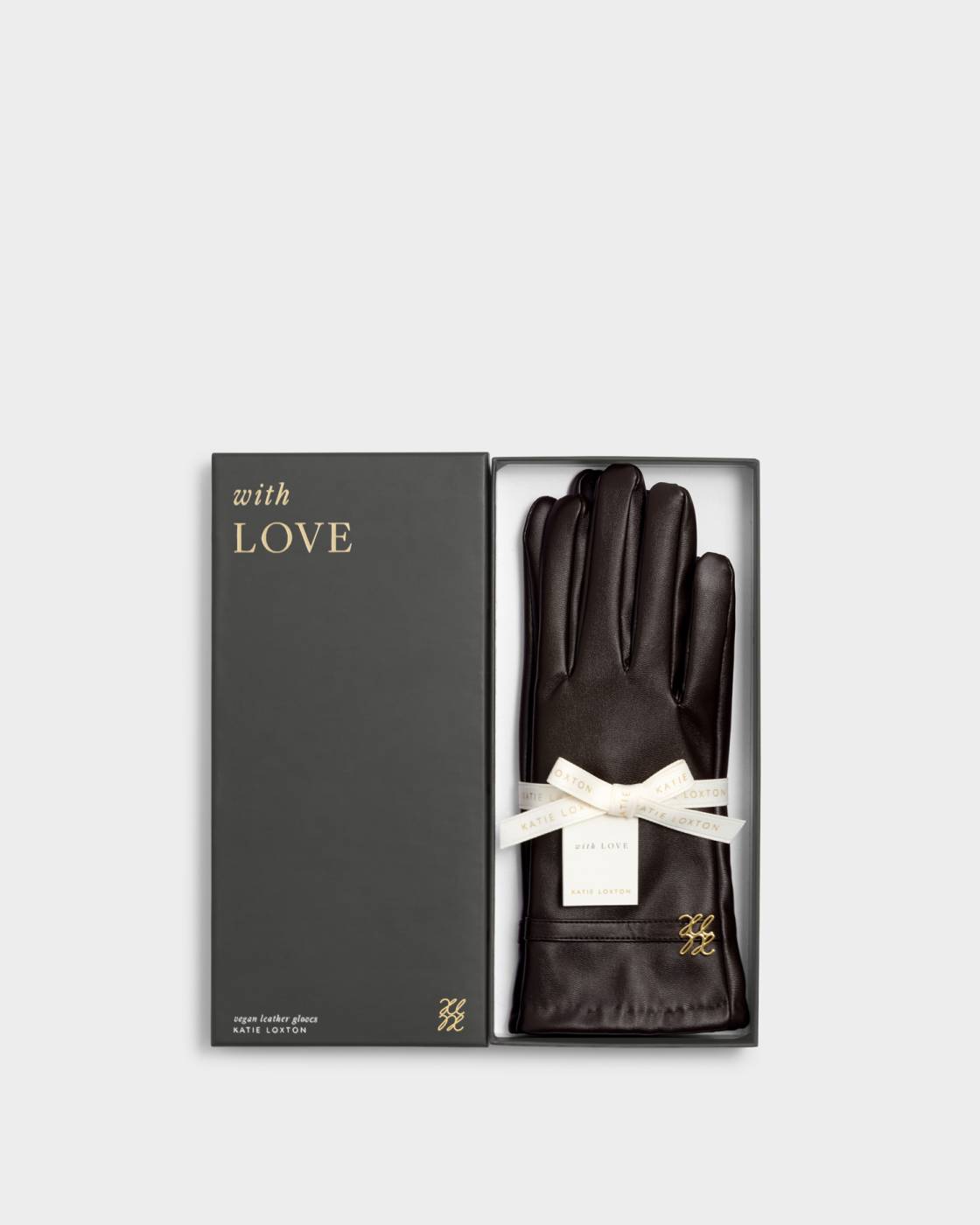Boxed Faux Leather Gloves - Chocolate