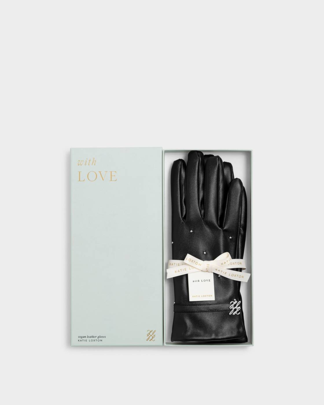 Boxed Faux Leather Gloves- Black
