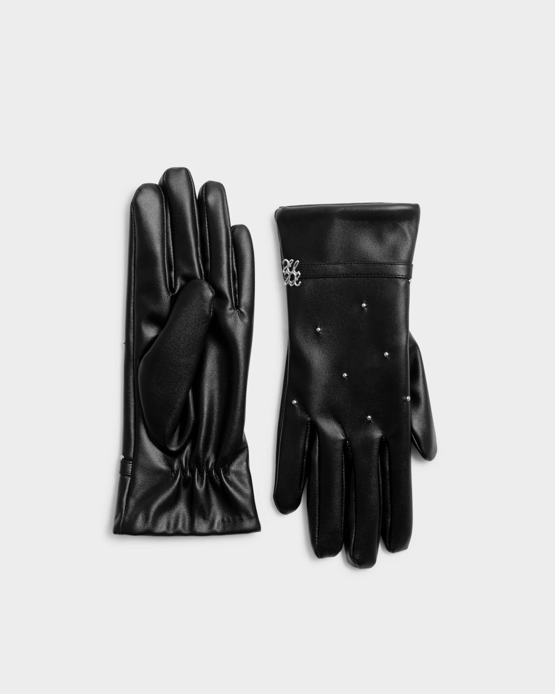 Boxed Faux Leather Gloves- Black