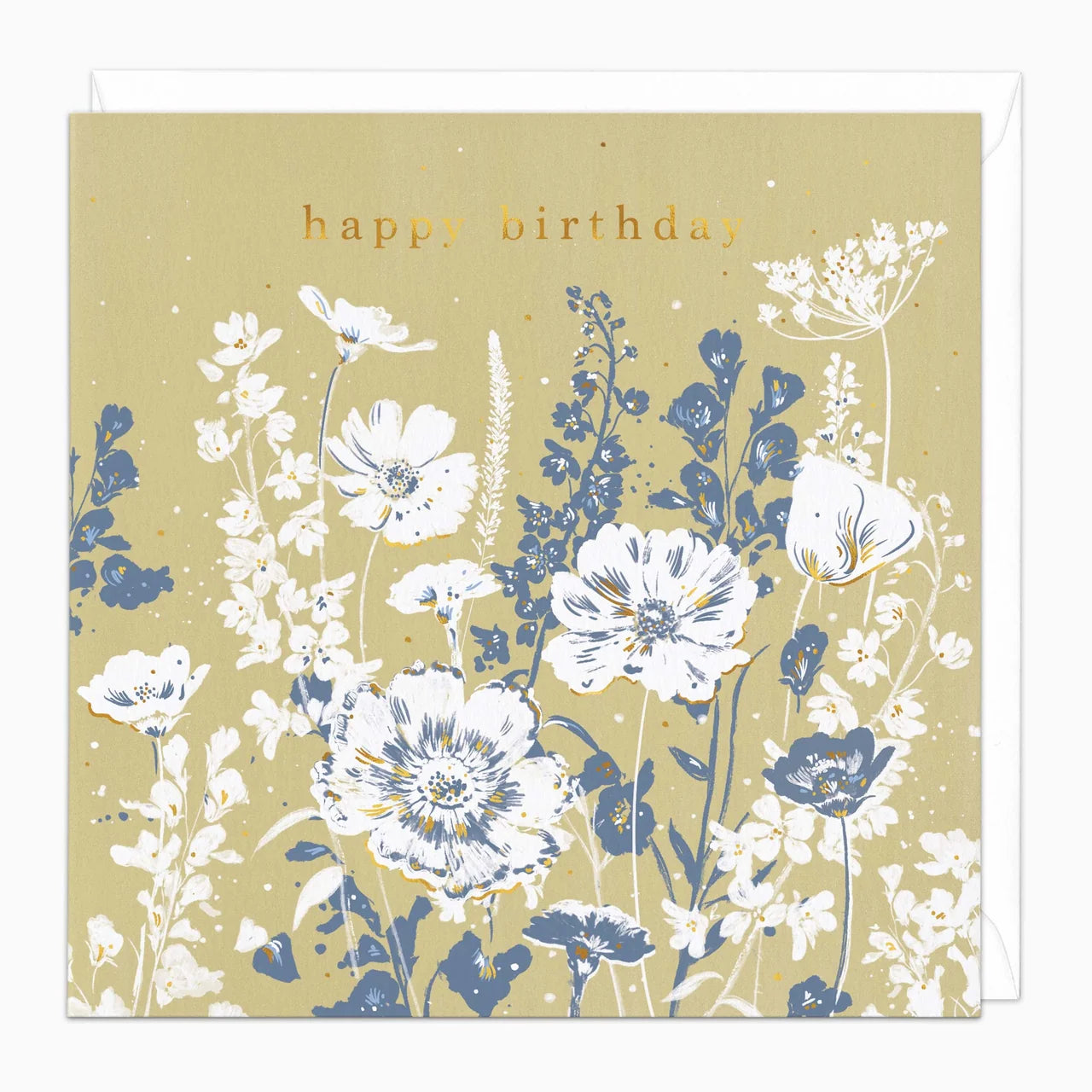 Happy Birthday -blue and white floral