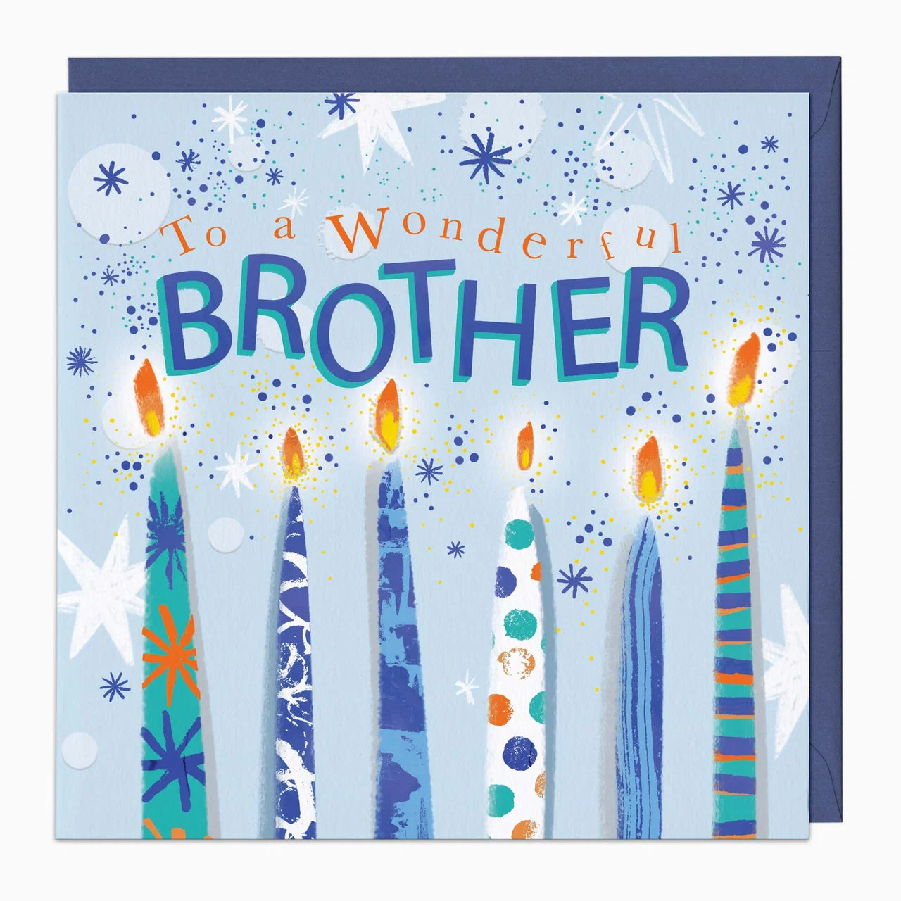 Wonderful Brother Blue Candles Card