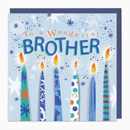 Wonderful Brother Blue Candles Card