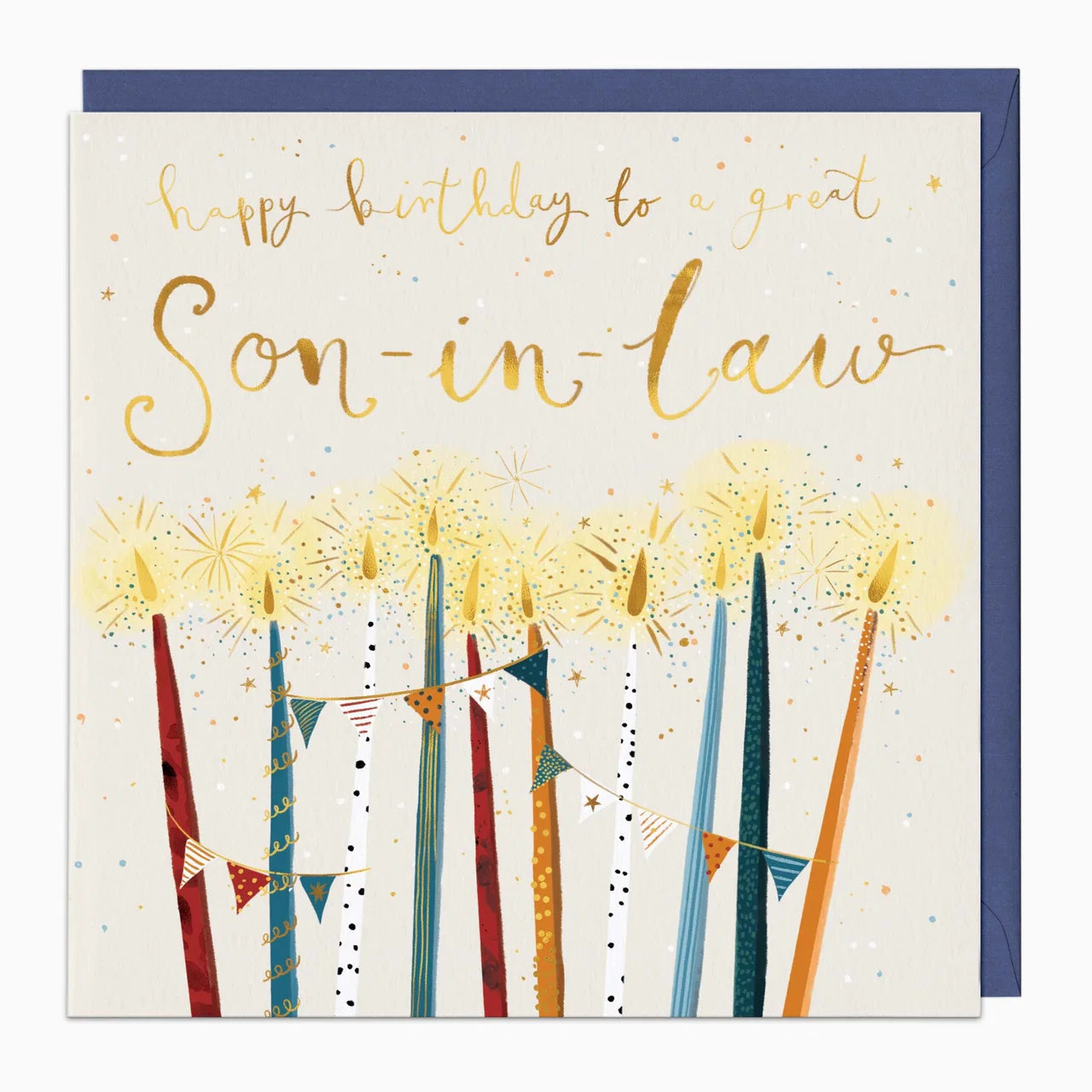 Cream Candles Son In Law Birthday Card