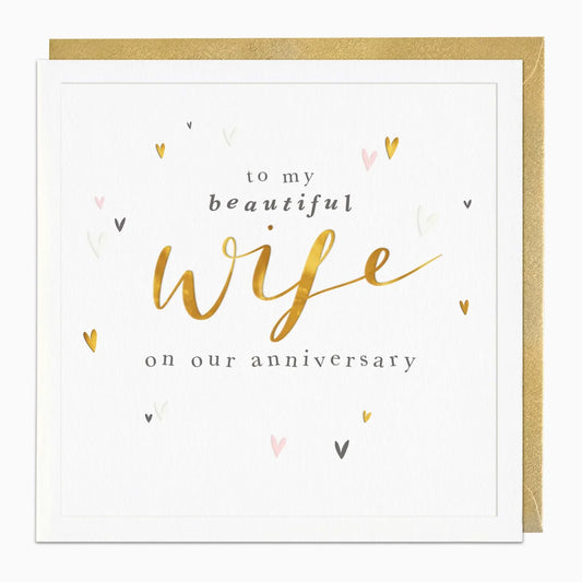 Simple Hearts Wife Anniversary Card