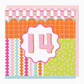Fluro Wiggles Pink Age 14 Birthday Card