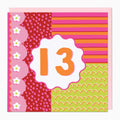 Fluro Flowers 13 Birthday Card