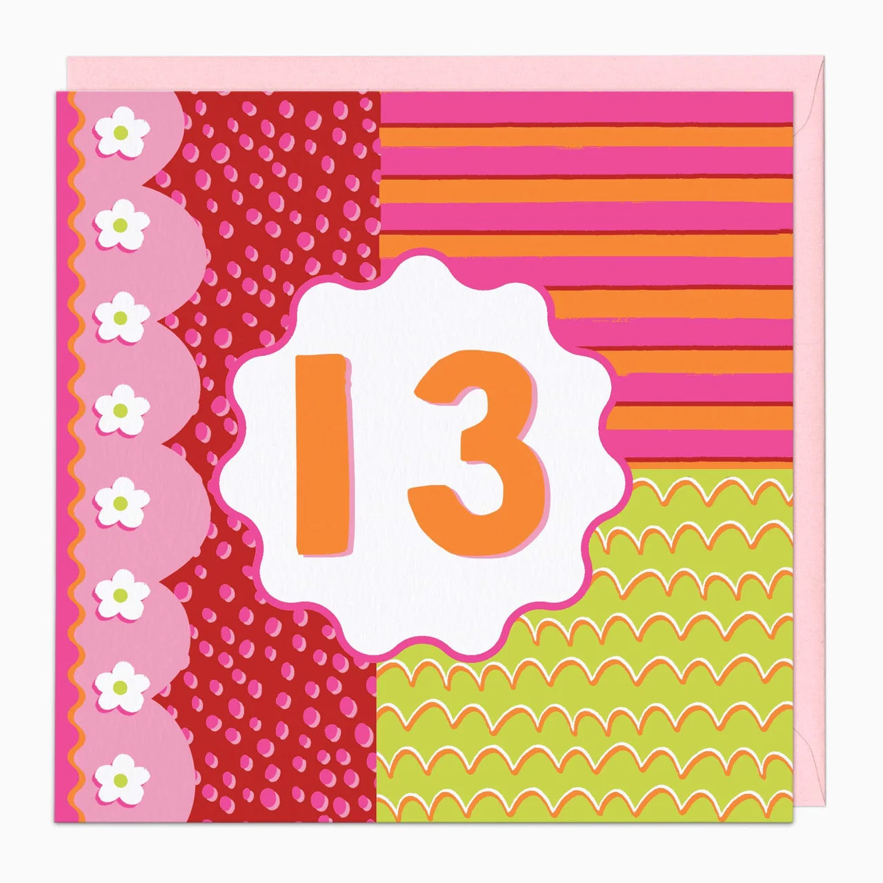 Fluro Flowers 13 Birthday Card