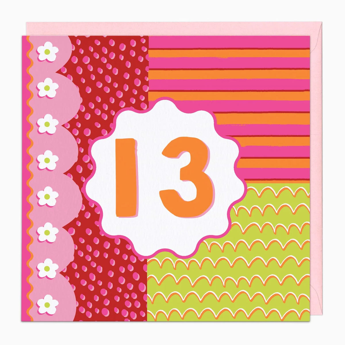 Fluro Flowers 13 Birthday Card