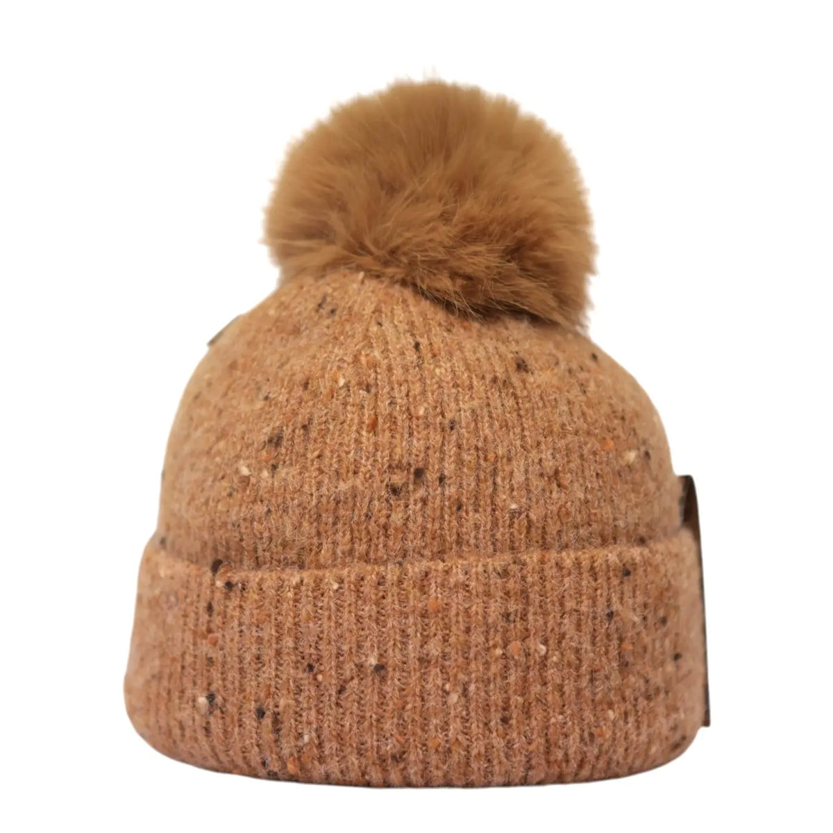 Camel Speckle Rib Bobble Hat