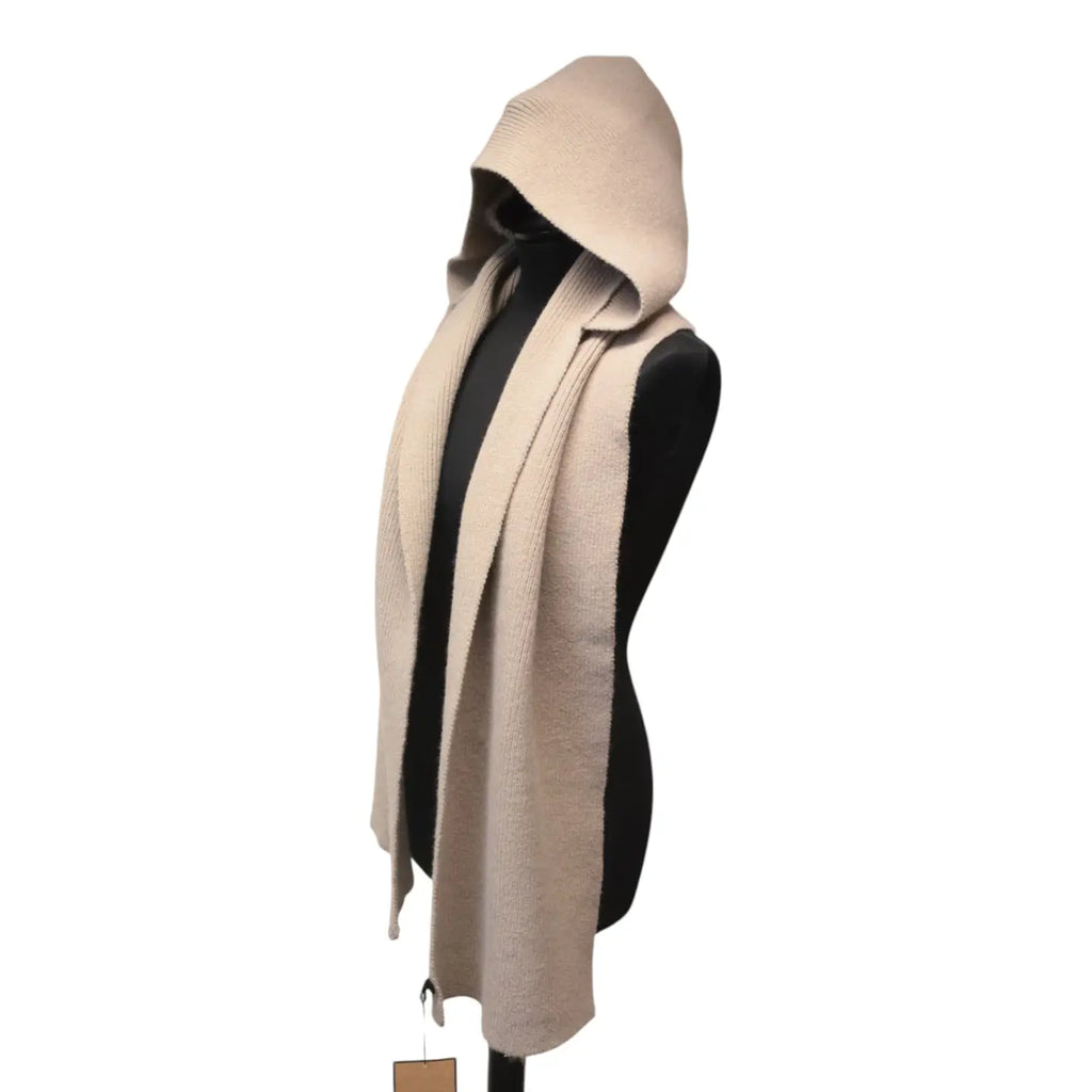 Oatmeal Rib Knit Hooded Scarf