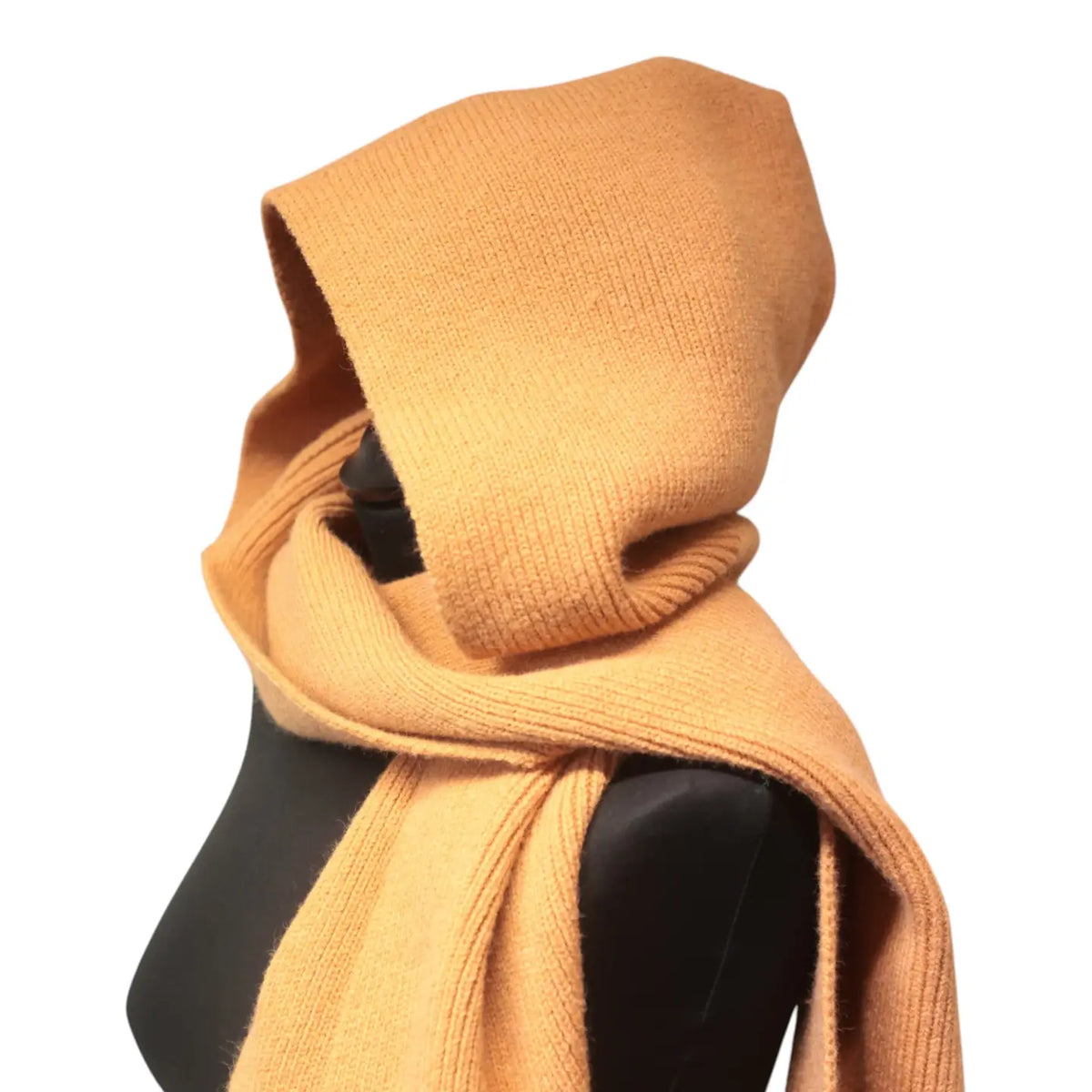 Terracotta Rib Knit Hooded Scarf