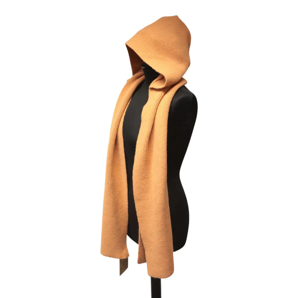 Terracotta Rib Knit Hooded Scarf