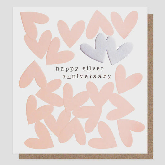 Happy Silver Anniversary Overlapped Hearts