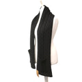 Black Cable Knit Pocket Scarf