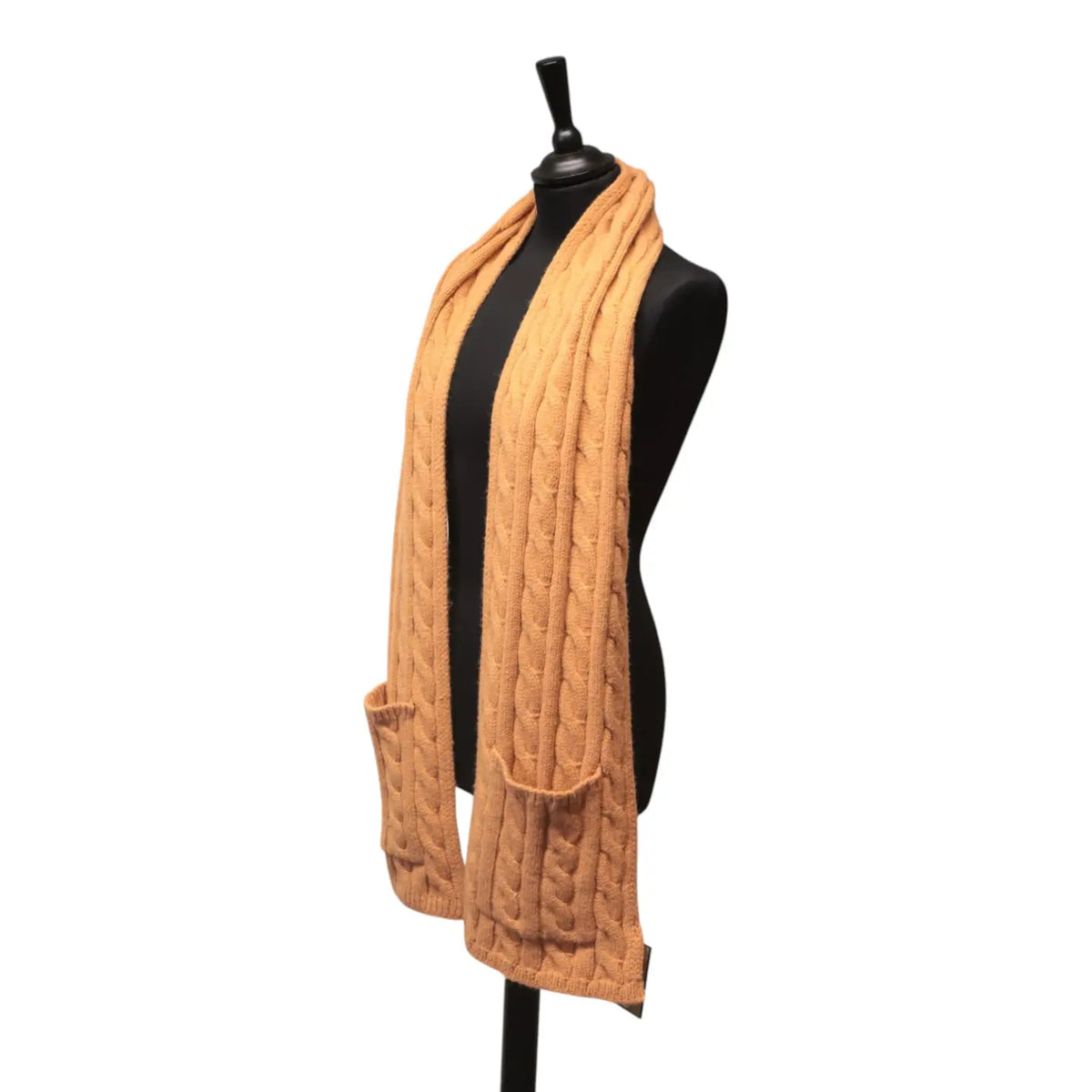 Terracotta Cable Knit Pocket Scarf