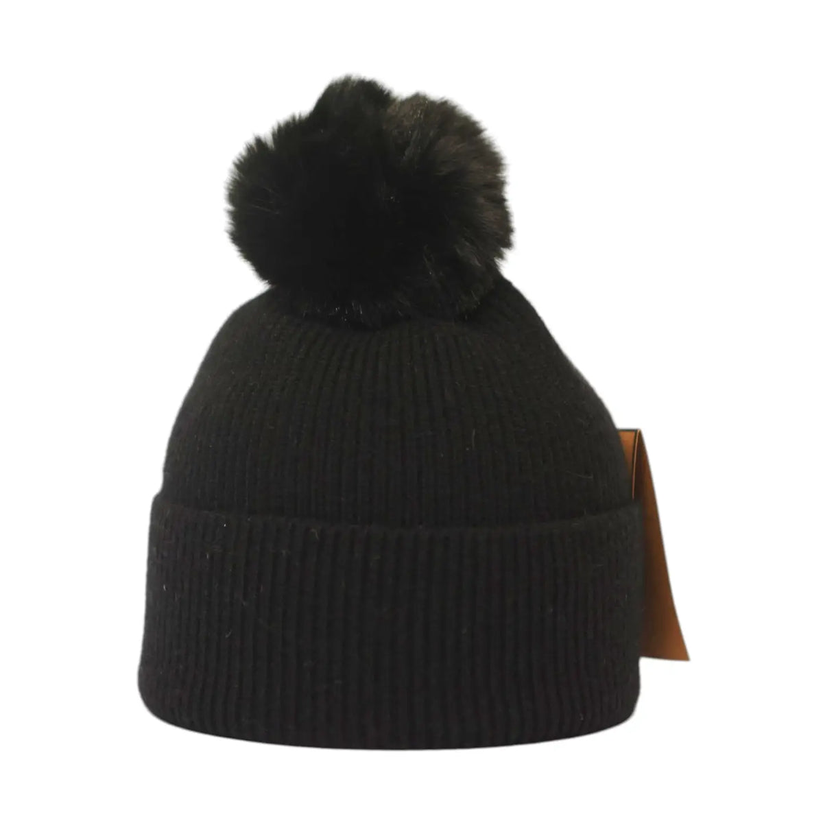 Black Unisex Rib Bobble Hat