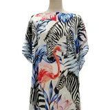 Zebra & Flamingo Silk Cover Up