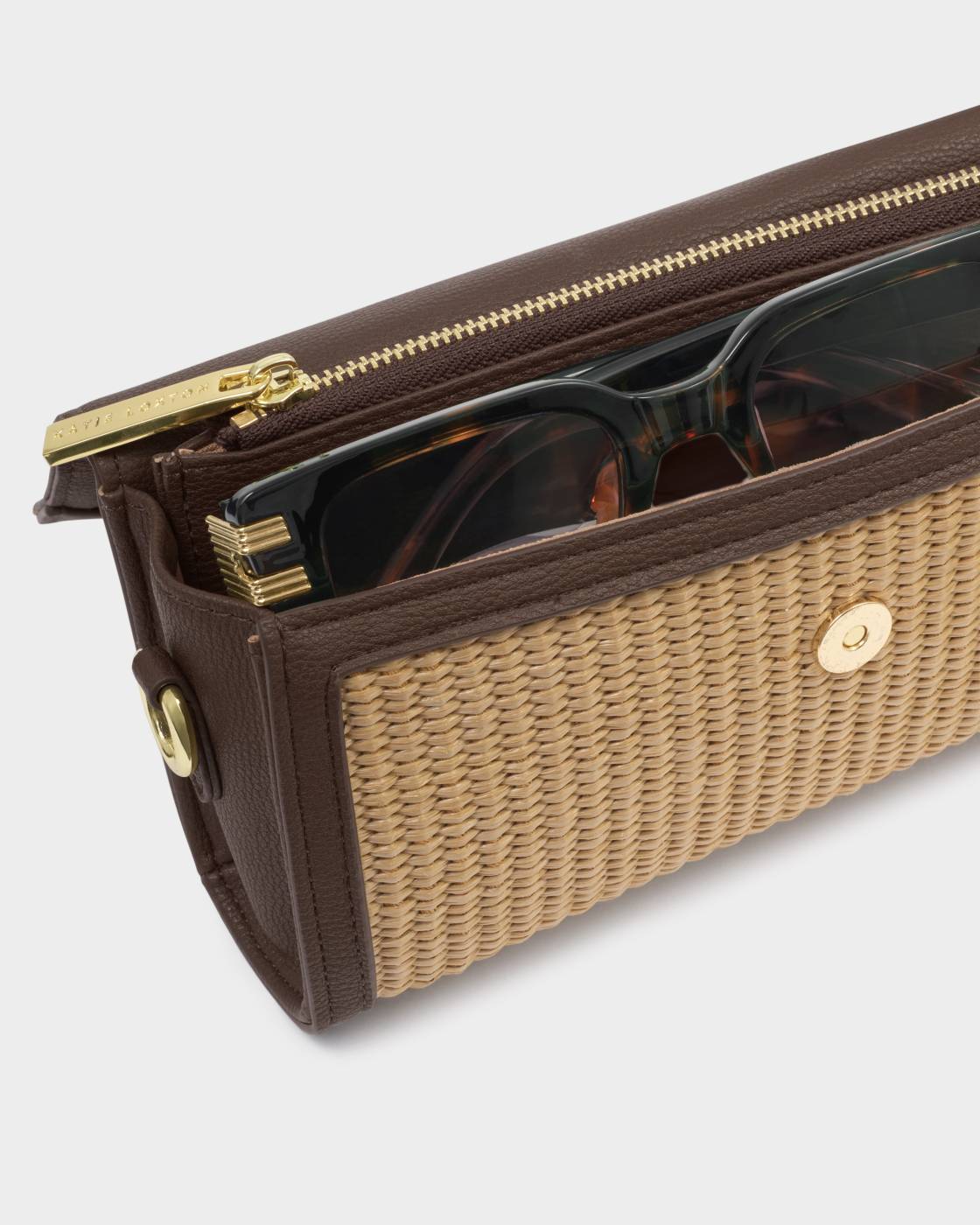 GLASSES & CARDHOLDER CASE - RAFFIA/CHOCOLATE