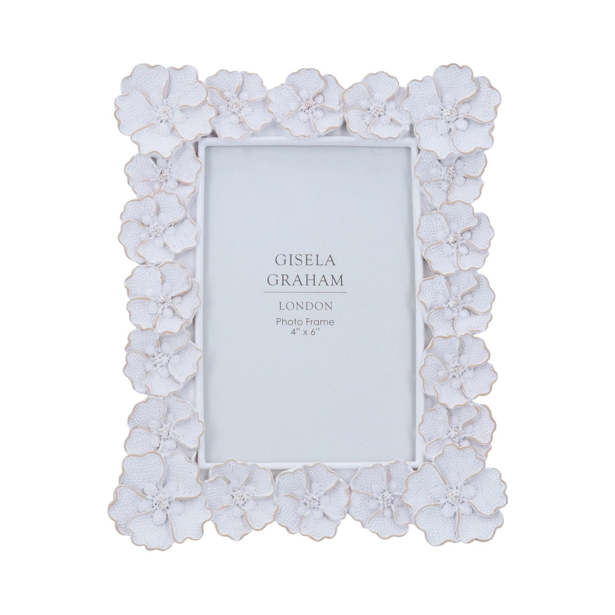 Antique White Anemone Resin Picture Frame 4x6"