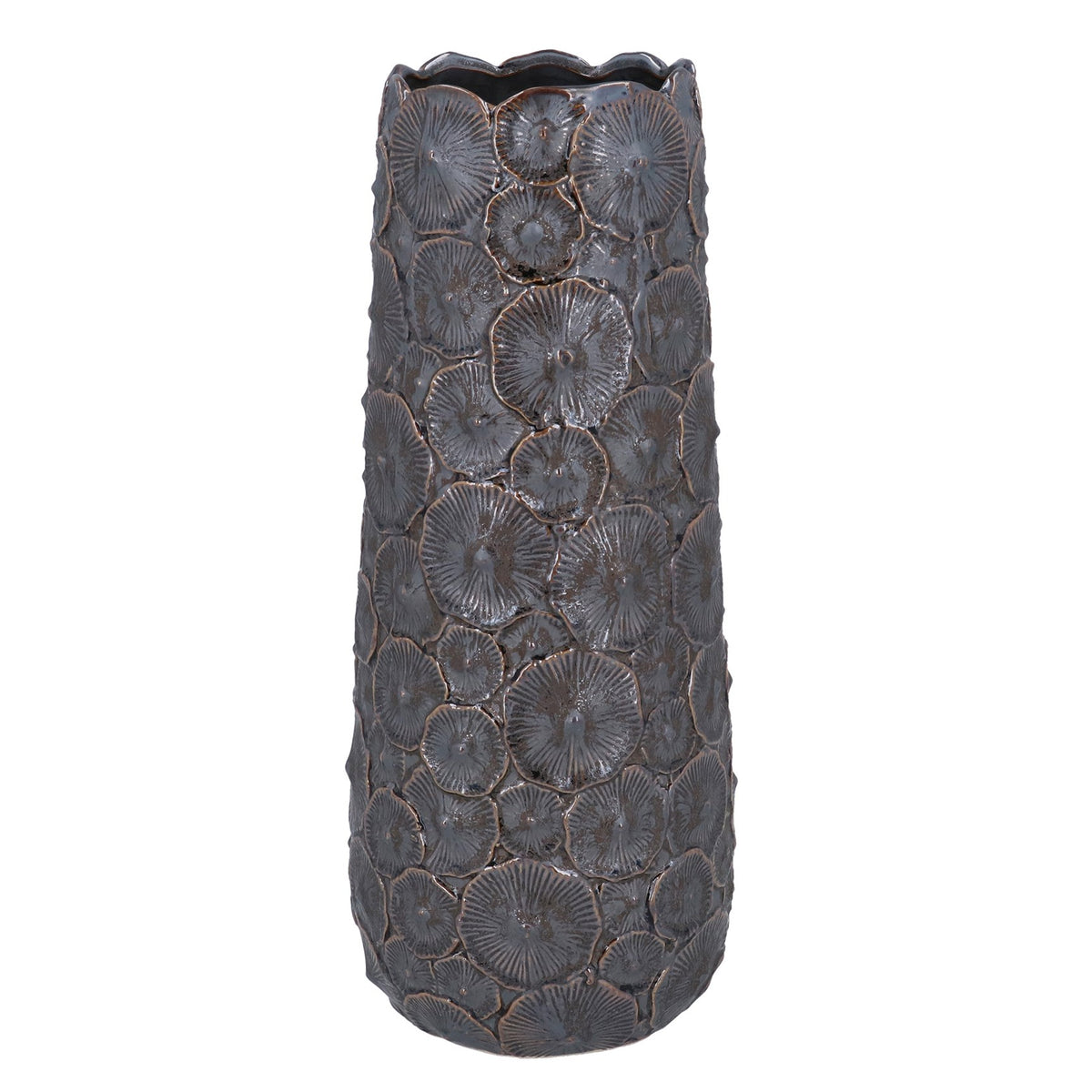Brown Metallic Stoneware Mushroom Decorative Vase, Large