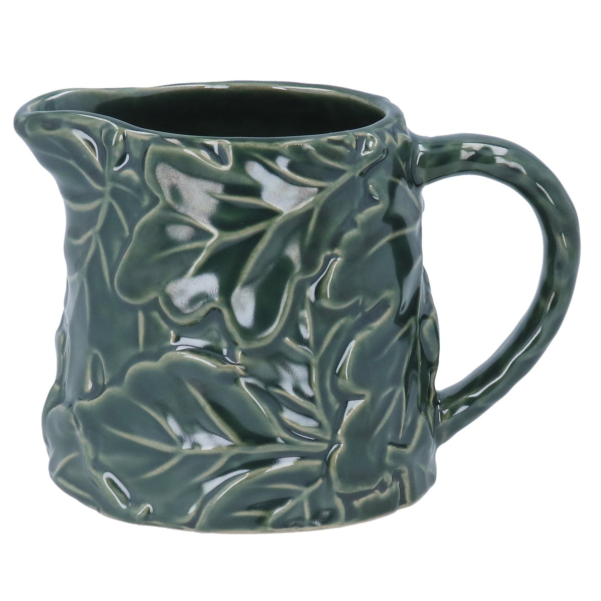 Green Stoneware Oak Leaf Jug, Med