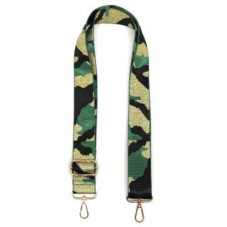 GREEN LUREX CAMO BAG STRAP