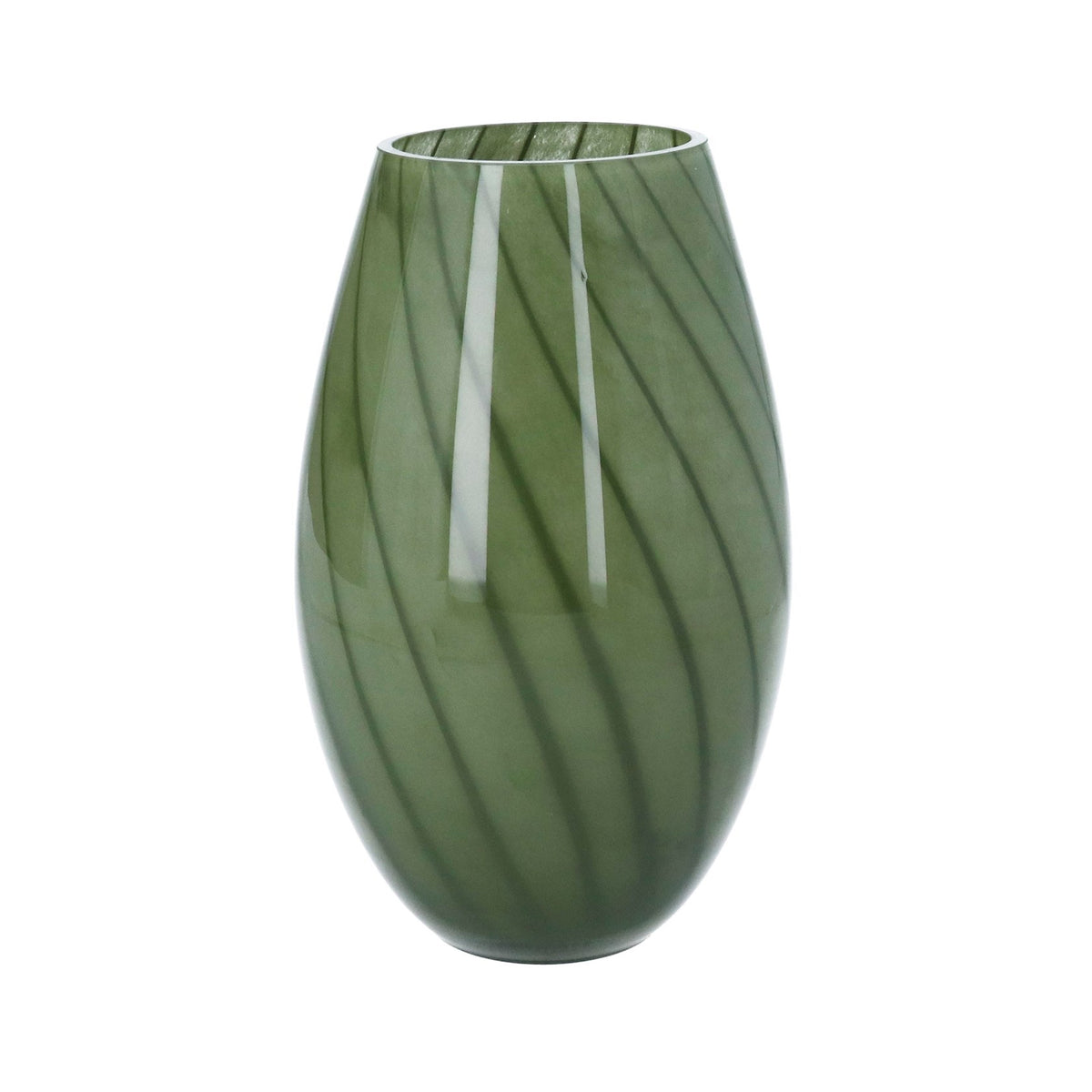 Green Spira Glass Ogee Vase