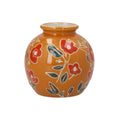Orange floral stoneware ball vase