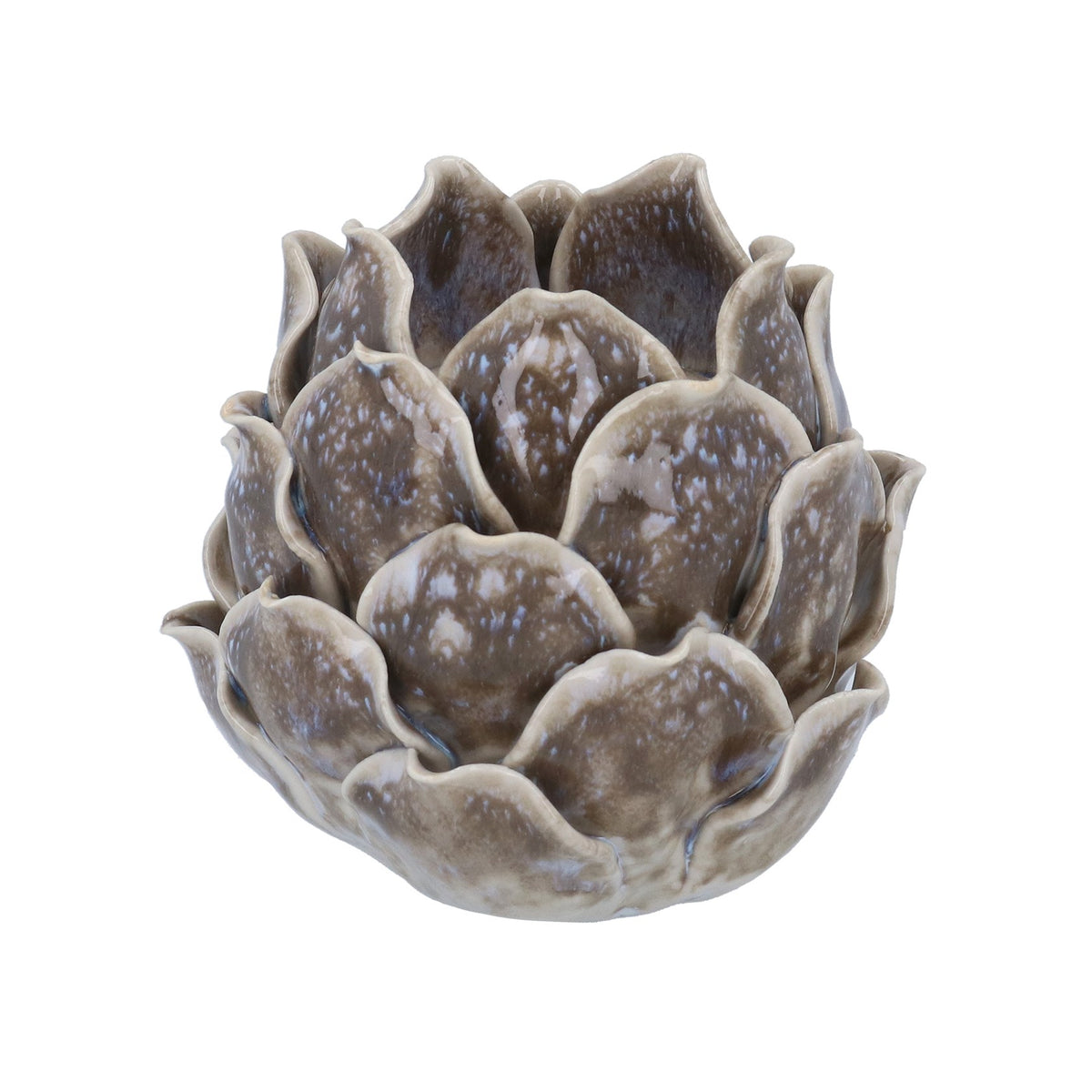 Grey reactive glaze artichoke tea light holder