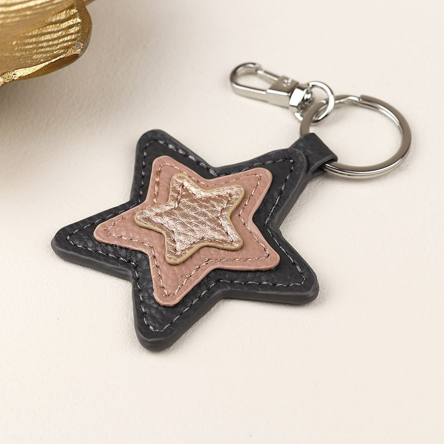 BRONZE FAUX LEATHER KEY RING