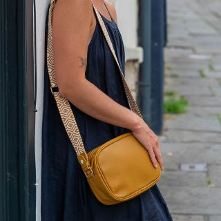 VEGAN LEATHER CAMERA BAG OCHRE