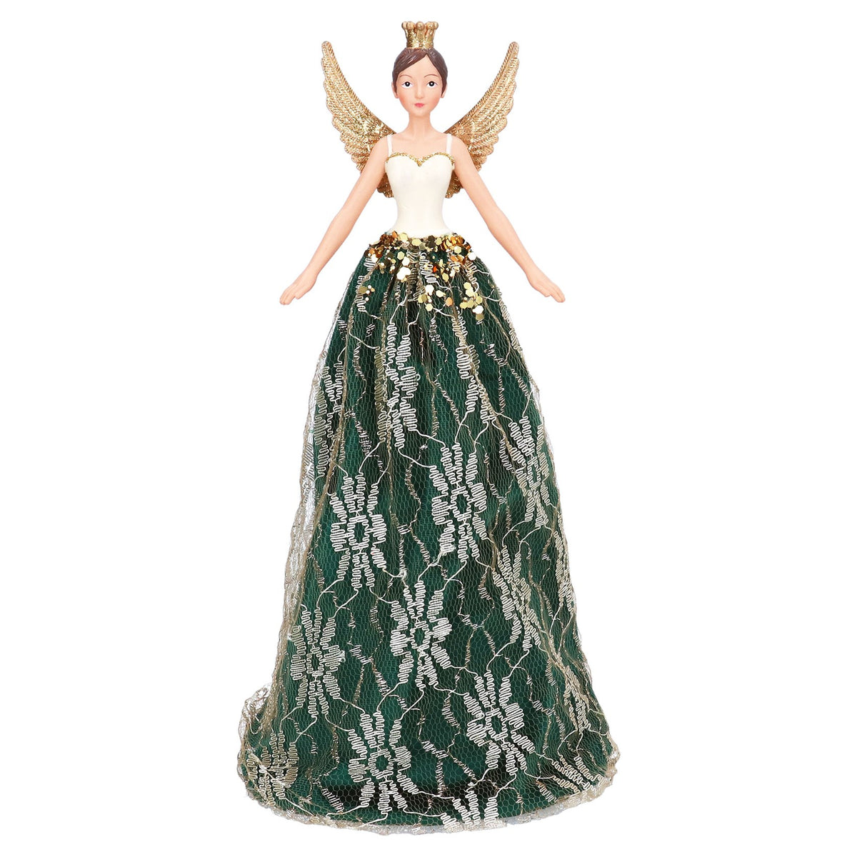 Resin velvet Fairy Tree Topper Green Lace