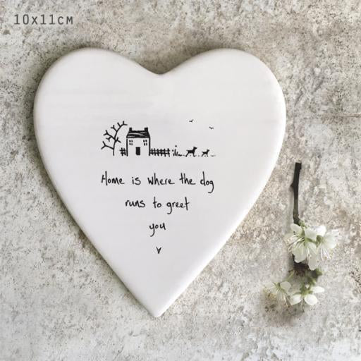 Porcelain Heart Coaster A Dog Greets You