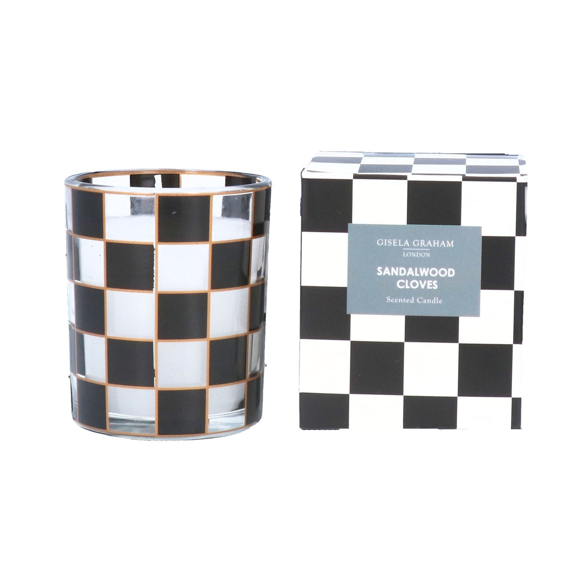 Boxed Scented Candle 7cm - Black/White Checkered