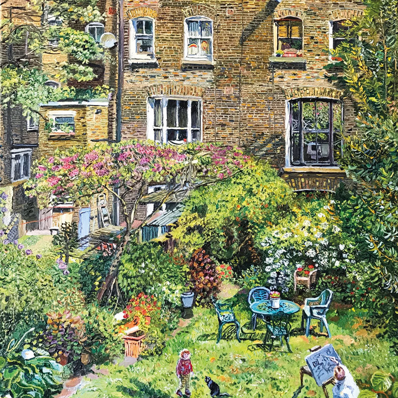 Islington Back Garden with Artist and her Daughter