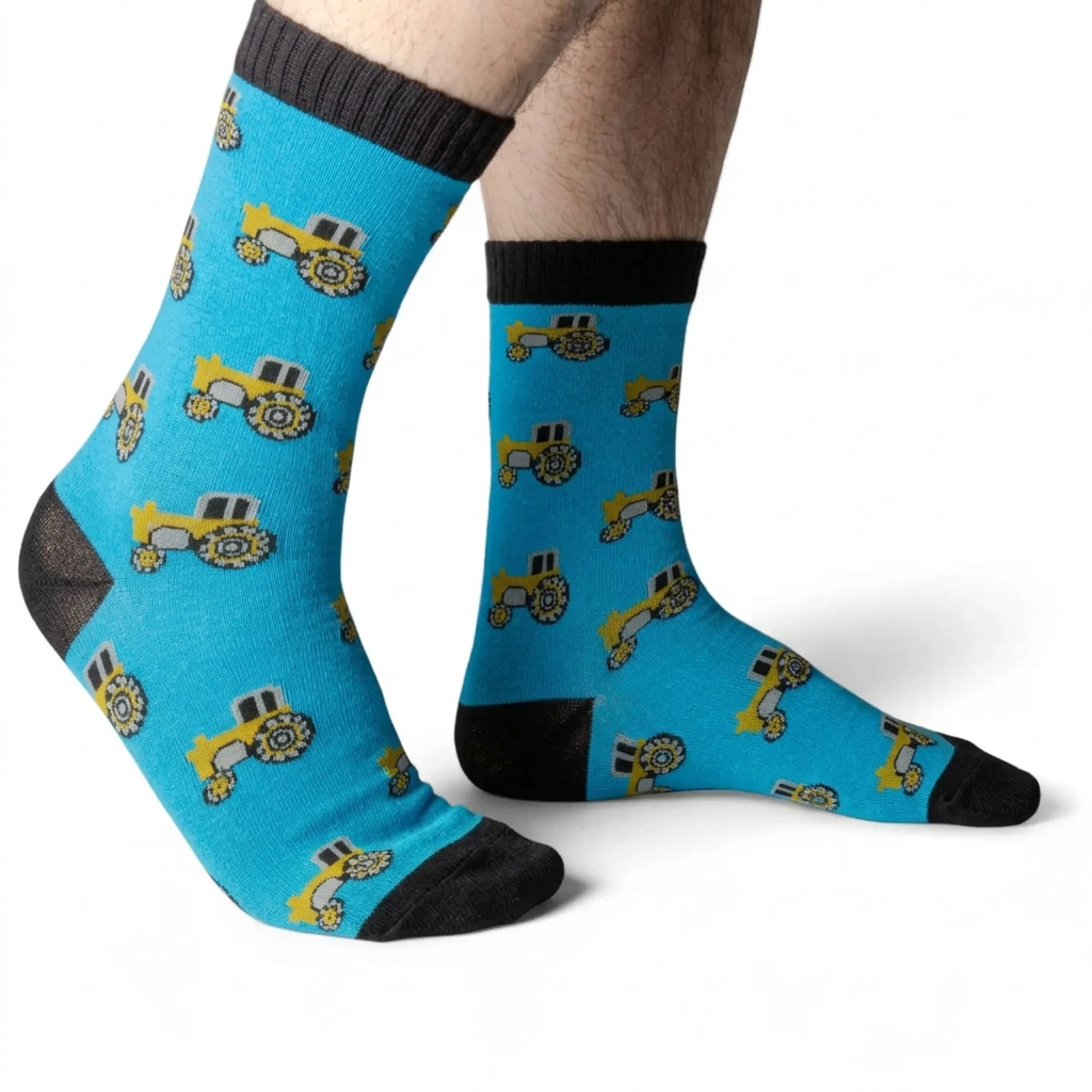 Men’s Blue Tractor Bamboo Sock