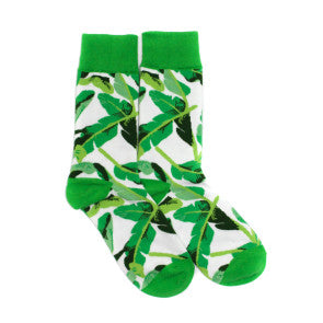 Green Leaf Print Socks