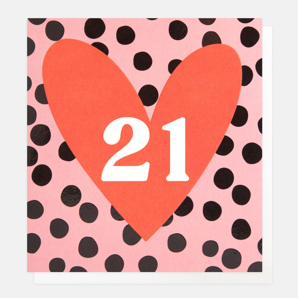 LOT015 21 Birthday Heart on Pink Spot