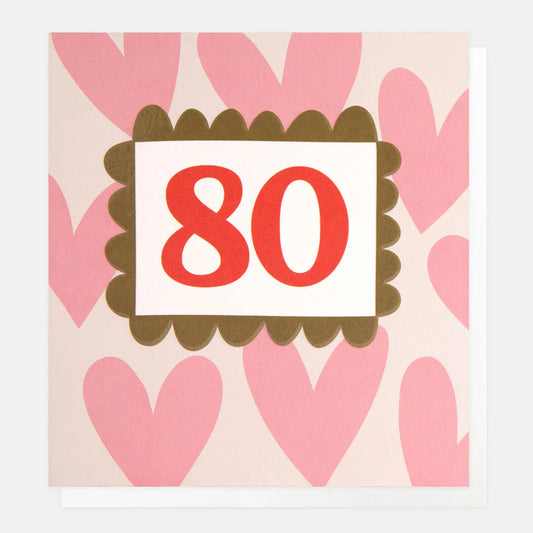 80 Birthday Pink Hearts