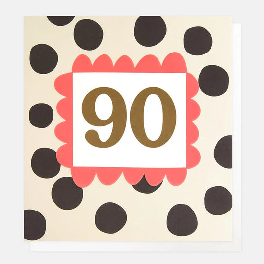 Age 90 Birthday Charcoal Polka Dot