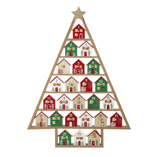 LARGE ADVENT HOUSES IN WOODEN TREE