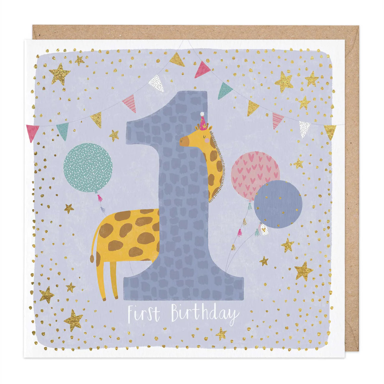 Age 1 Giraffe Birthday Card