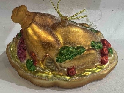 GLASS HANGING CHRISTMAS TURKEY