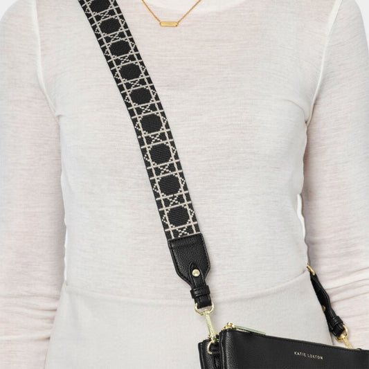 CANVAS BAG STRAP BLACK GEOMETRIC