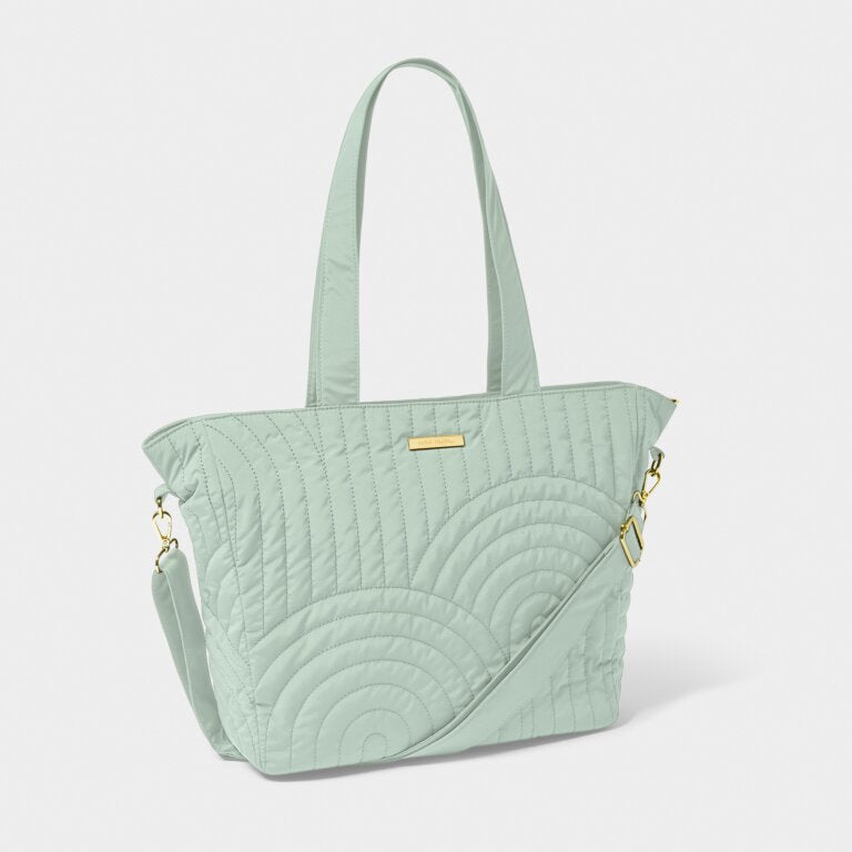 QUILTED TOTE BAG LIGHT SAGE