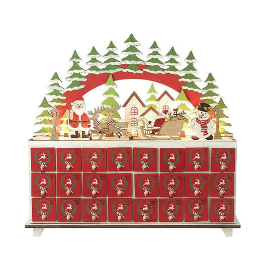 SNOWY TREES SANTA ADVENT DRAWERS