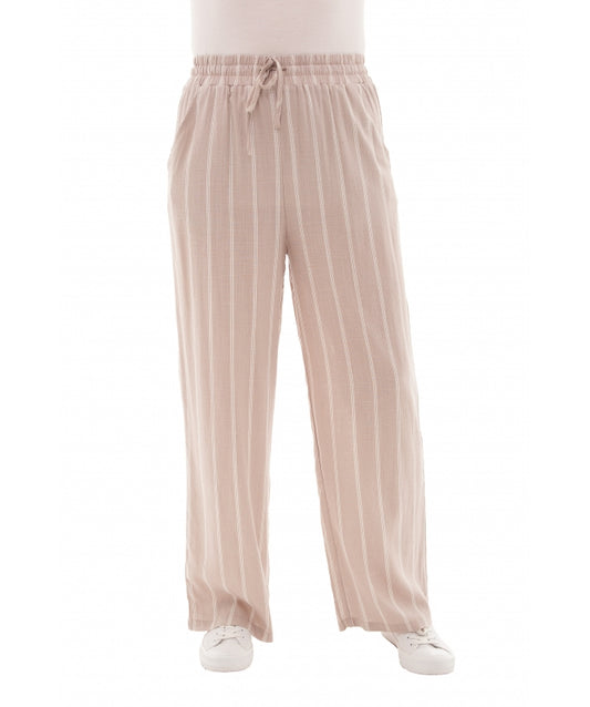 STONE LINEN PINSTRIPE PALAZZO PANT